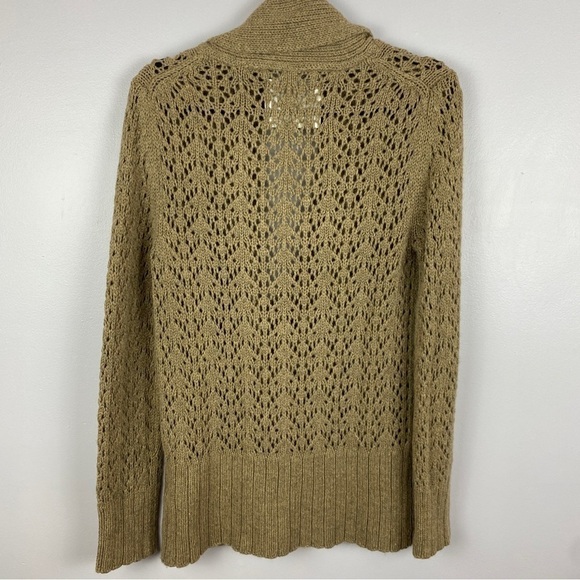 Old Navy Knit Collared Angora Lambs Wool Blend Sweater Cardigan Medium Tan - Picture 12 of 12